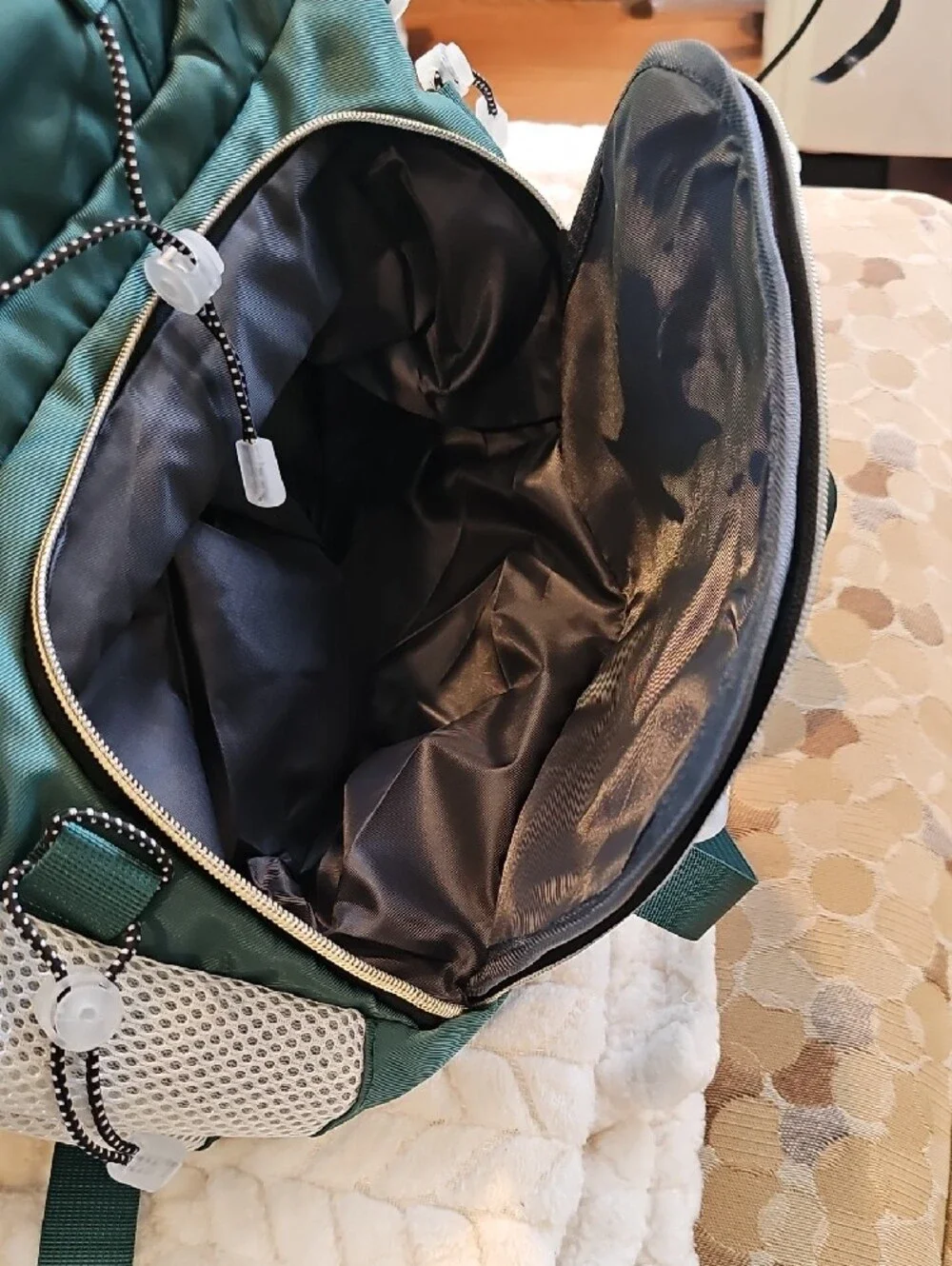 Green Men's & Women's Backpack with Brown Accents